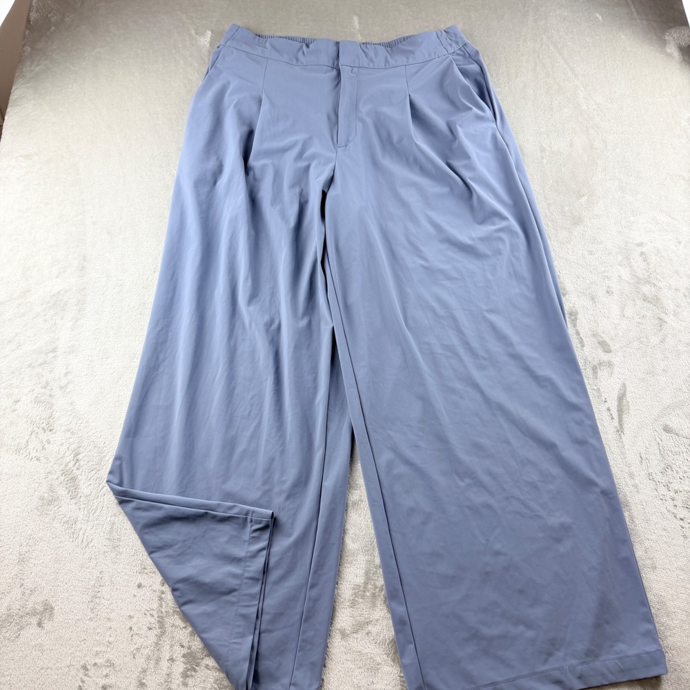 Athleta Modern Brooklyn Women's 14 Wide Leg Pants Blue Gray HR Pleated Trousers